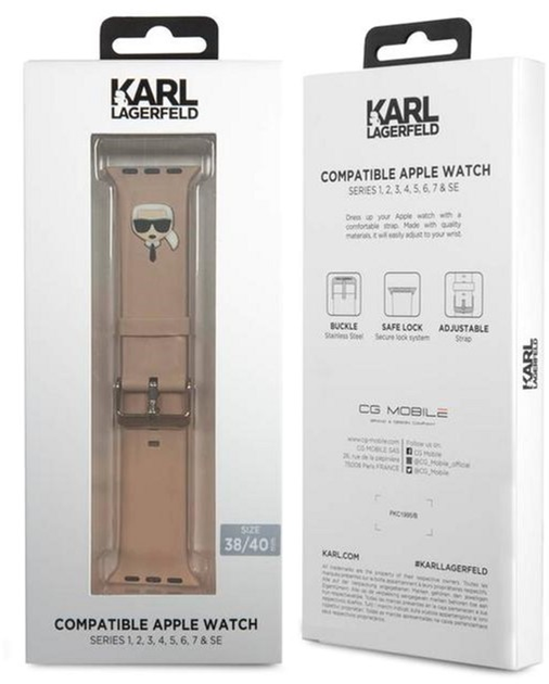 Pasek Karl Lagerfeld Silicone Karl Heads KLAWMSLKP do Apple Watch Series 1/2/3/4/5/6/7/SE 38-41 mm Różowy (3666339031626) - obraz 2