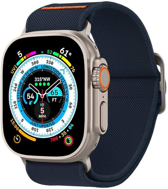 Pasek Spigen Fit Lite Ultra AMP05984 do Apple Watch Series 1/2/3/4/5/6/7/8/SE/Ultra 42-49 mm Ciemno-niebieski (8809896743372) - obraz 1