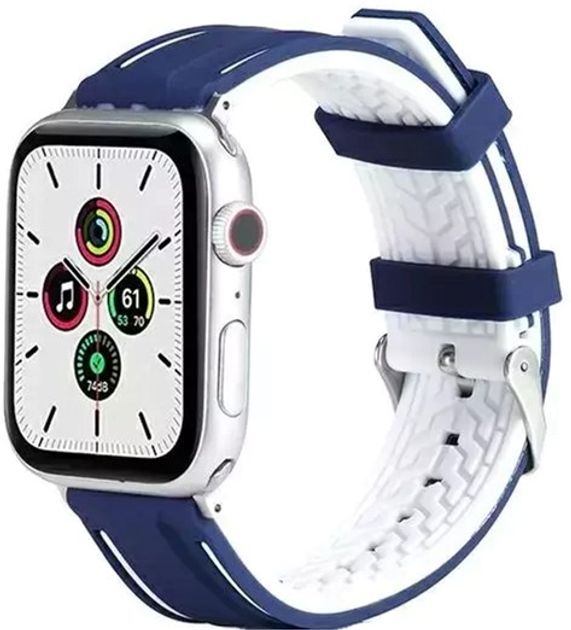 Pasek Beline Solid Silicone do Apple Watch Series 1/2/3/4/5/6/7/8/SE/SE2/Ultra 42-49 mm Granatowo-biały (5904422914325) - obraz 1