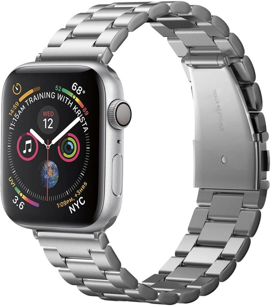 Pasek Spigen Modern Fit Band 062MP25404 do Apple Watch Series 1/2/3/4/5/6/7/8/9/SE/SE2/Ultra 42-49 mm Srebrny (8809613768831) - obraz 1