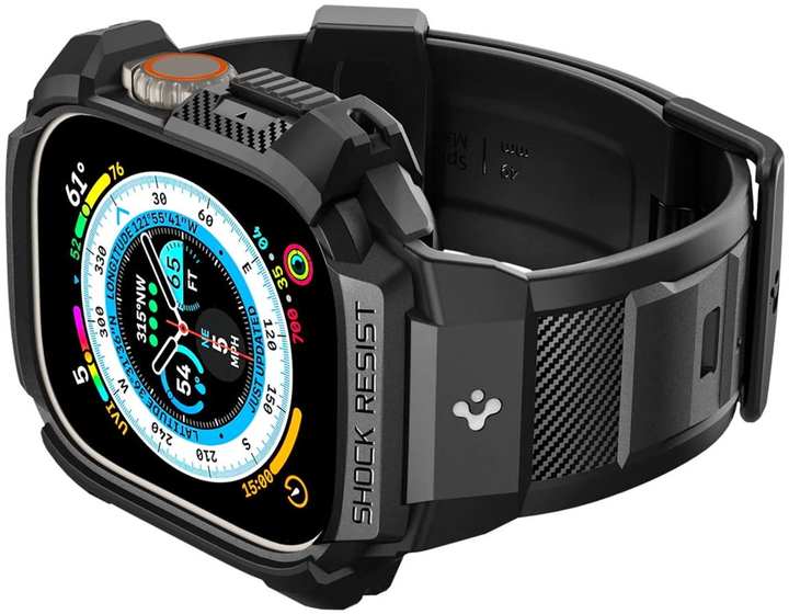 Pasek z etui Spigen Rugged Armor Pro ACS05460 do Apple Watch Ultra 49 mm Czarny (8809811868791) - obraz 8