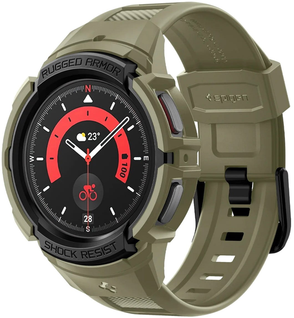 Ремінець з чохлом Spigen Rugged Armor Pro ACS05913 для Samsung Galaxy Watch 5 Pro 45 мм Vintage Khaki (8809896742719) - зображення 1