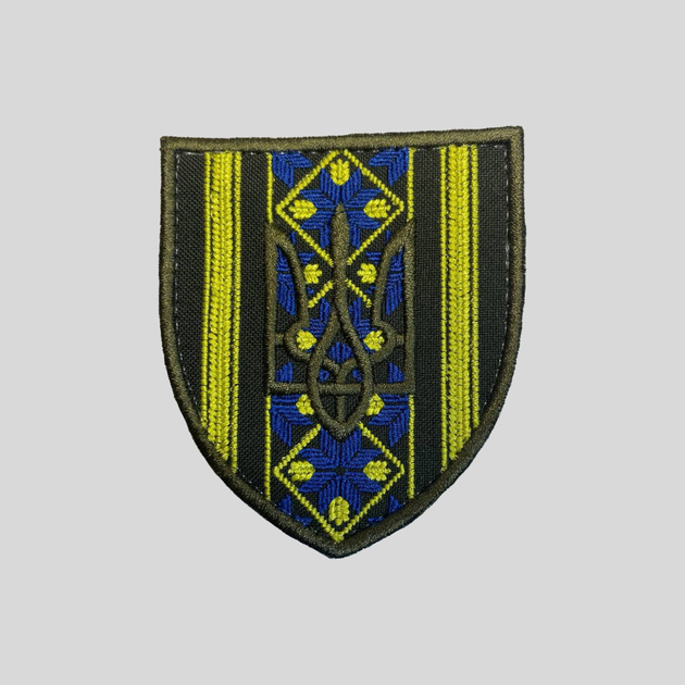 Шеврон Герб Украины, шеврон тризубец (вышиванка) на липучке. - изображение 1