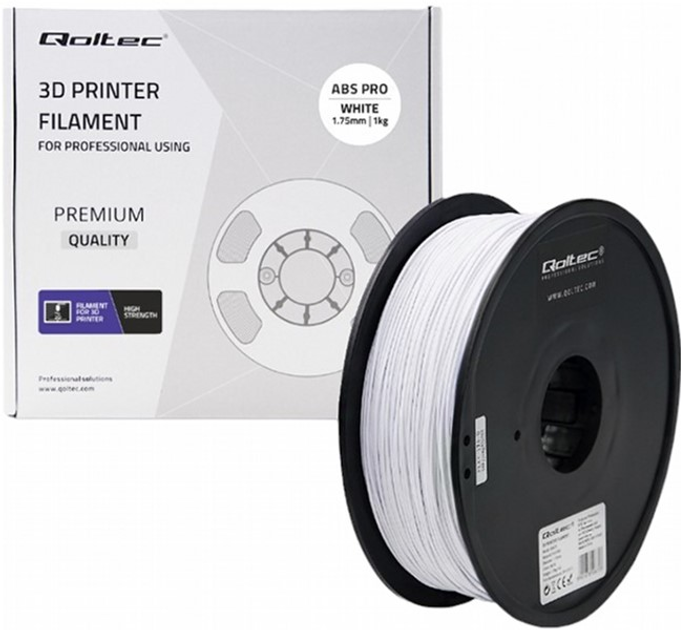 Profesjonalny filament do druku 3D Qoltec ABS PRO 1.75 mm 1 kg Biały (5901878506784) (5901878506784) - obraz 2