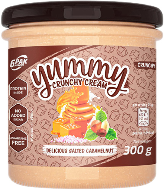 Krem 6PAK Nutrition Yummy Cream 300 g Salted Caramel-Nut (5902811812474) - obraz 1