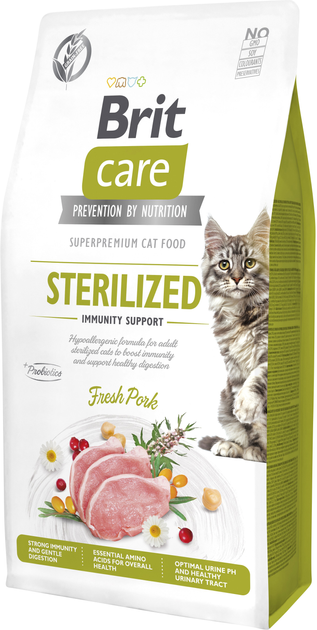 Sucha karma dla kotów sterylizowanych Brit Care Cat GF Sterilised Wsparcie odporności z wieprzowiną 7 kg (8595602565085) - obraz 1