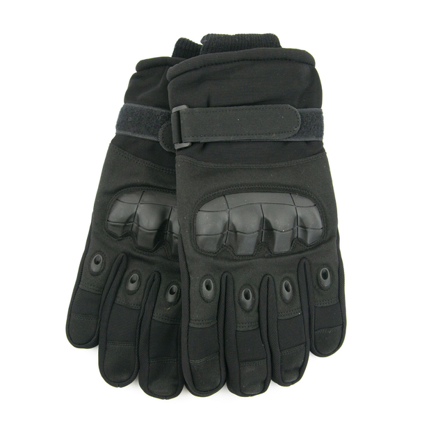 Тактичні рукавички з протектором із махровою підкладкою (арт. 23-17-31) чорний - зображення 1