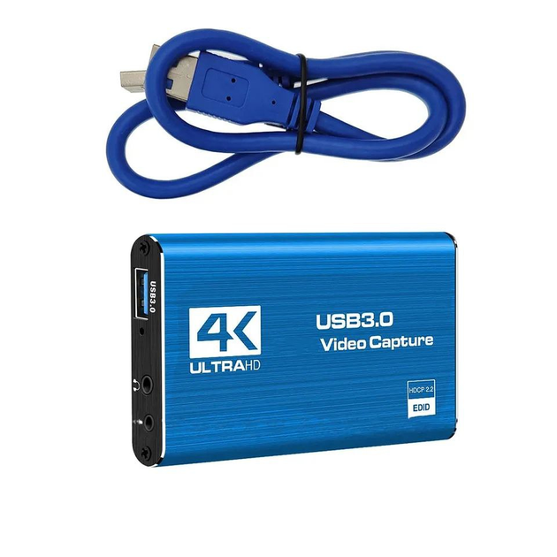 Внешняя карта видеозахвата 4K HDMI в USB 3.0 Blue с микрофонным входом и выходом на наушники, устройство видео оцифровки ( 4K HDMI Video Capture USB3.0 AY02 ) - изображение 7