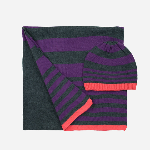 Комплект шапка + шарф Art Of Polo cz21902 One Size Графітовий/Фіолетовий (5902021180158) - зображення 1