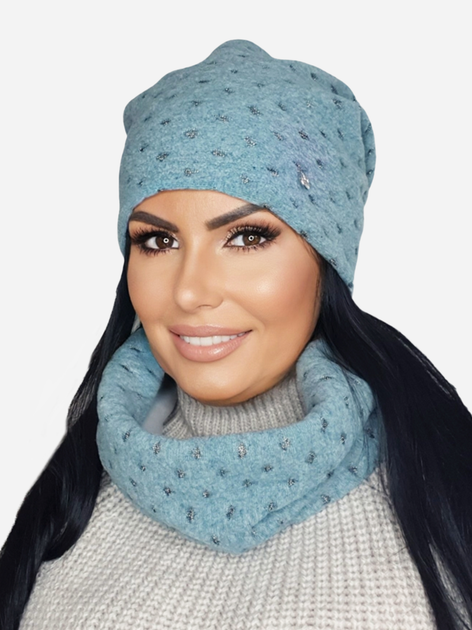 Комплект жіночий шапка + хомут Kamea K.21.201.18 54-60 Блакитний (5903246744828) - зображення 1