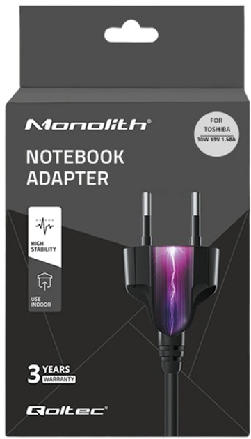 Zasilacz Qoltec do laptopów Toshiba 30W 19V 1.58A 5.5x2.5 mm + kabel zasilający 1.11 m (5901878515137) - obraz 4