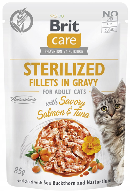 Mokra karma Brit Care Cat Sterylized Salomon&Tuna Pouch łosoś i tuńczyk dla sterylizowanych kotów 85 g (8595602565290) - obraz 1