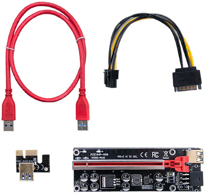 Райзер Qoltec PCI-E 1x - 16x USB 3.0 ver 009S Plus SATA PCI-E 6 pin (55508) - зображення 3
