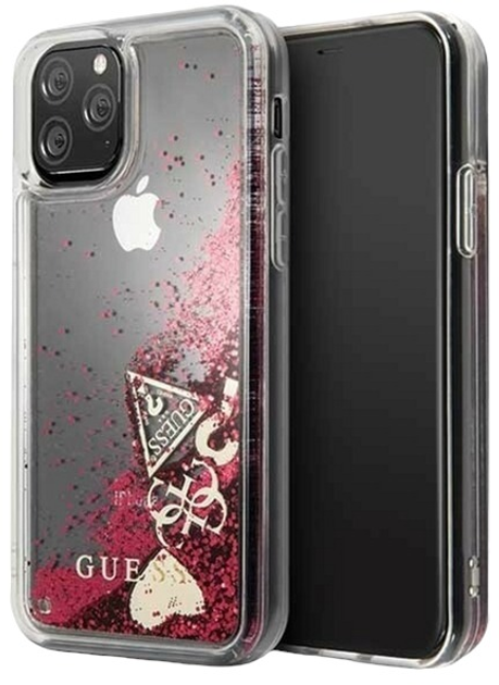 Etui Guess Glitter Hearts do Apple iPhone 11 Pro Raspberry (3700740461907) - obraz 1