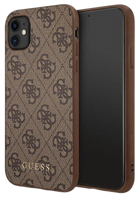 Etui Guess 4G Metal Gold Logo do Apple iPhone 11 Brown (3700740493915) - obraz 1