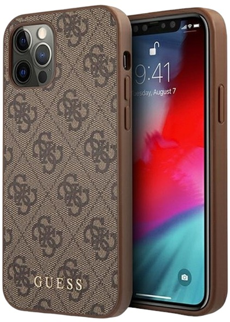 Панель Guess 4G Metal Gold Logo для Apple iPhone 12/12 Pro Коричневий (3700740493748) - зображення 1