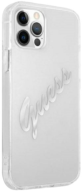 Etui Guess Vintage Script Silver do Apple iPhone 12/12 Pro Transparent (3666339004361) - obraz 1