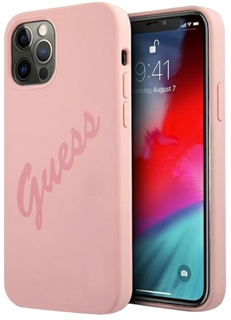 Etui Guess Script Vintage do Apple iPhone 12/12 Pro Pink (3700740495131) - obraz 1