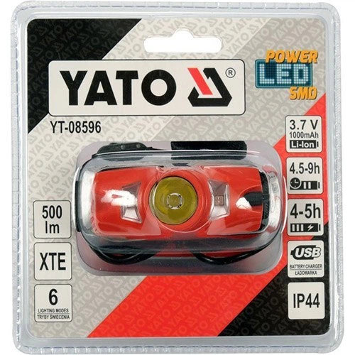 Ліхтар налобний YATO з акумулятором 1000 мАг 500 Лм USB (YT-08596) - зображення 6