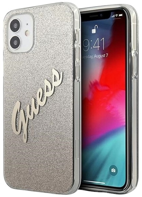 Панель Guess Glitter Gradient Script для Apple iPhone 12 mini Золота (3700740494738) - зображення 1