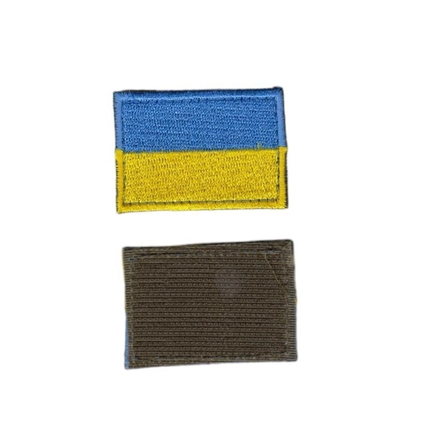 Шеврон патч на липучке Флаг Украины нарукавный с цветной рамкой, 5*3,5см. - изображение 1