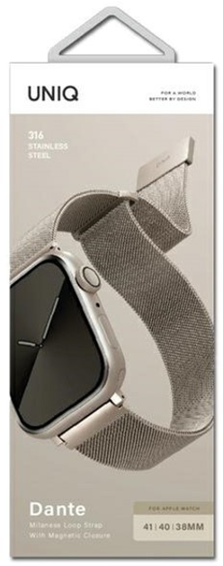 Pasek Uniq Dante Stainless Steel do Apple Watch Series 1/2/3/4/5/6/7/8/SE/SE2 38-41 mm Starlight (8886463679524) - obraz 3