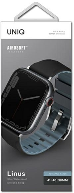 Ремінець Uniq Linus Airosoft Silicone для Apple Watch Series 1/2/3/4/5/6/7/8/SE/SE2 38-41 мм Midnight Black (8886463680865) - зображення 2