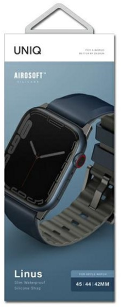Ремінець Uniq Linus Airosoft Silicone для Apple Watch Series 1/2/3/4/5/6/7/8/SE/SE2/Ultra 42-49 мм Nautical Blue (8886463680919) - зображення 2