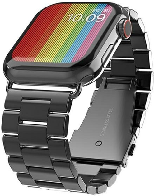 Pasek Mercury Metal do Apple Watch Series 1/2/3/4/5/6/7/8/SE/SE2/Ultra 42-45 mm Czarny (8809724801434) - obraz 1