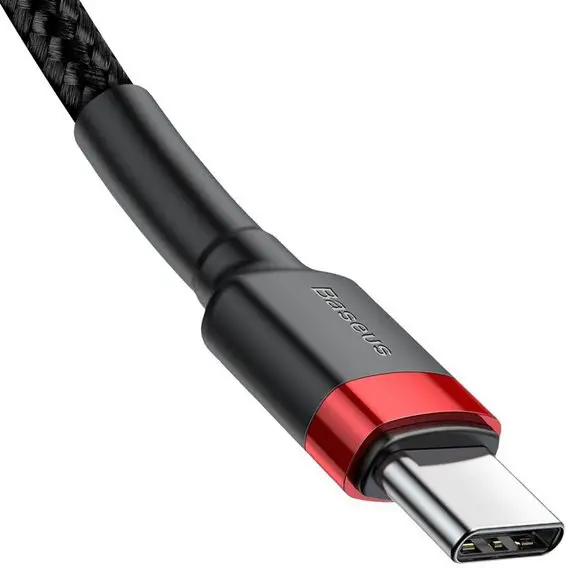 Кабель Baseus Cafule Cable Type-C to Type-C PD 20W 1m CATLKLF-91 Red-Black - Фото 3 Кабель Baseus Cafule Cable Type-C to Type-C PD 20W 1m CATLKLF-91 Red-Black - зображення 3