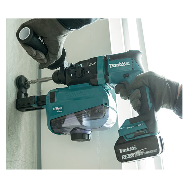 Перфоратор аккумуляторный с системой пылеудаления Makita DHR182ZWJ (LXT, 1.7 Дж, SDS-PLUS, DX05, без аккумулятора, кейс Makpac) - изображение 7