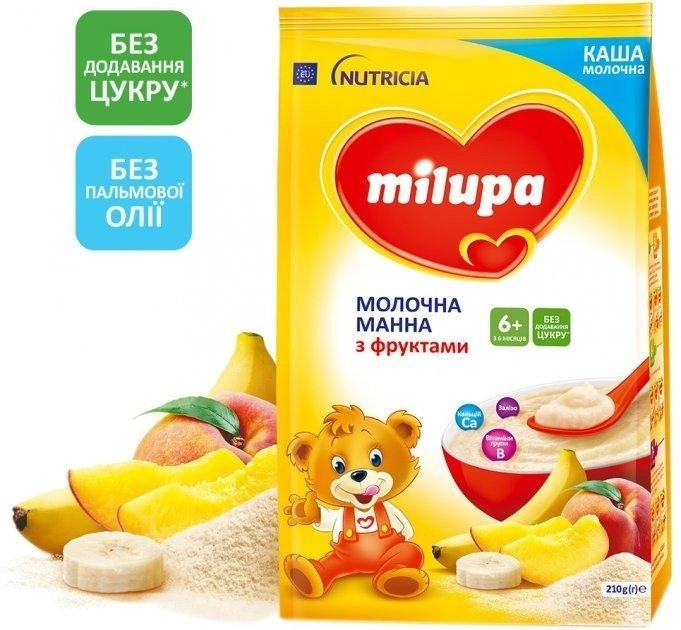 Молочна каша Milupa Манна з фруктами 210 г - зображення 1