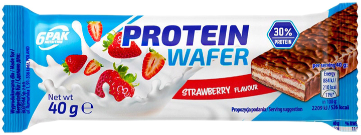 Wafelek proteinowy 6PAK Nutrition Protein Wafer 40 g Truskawka (5902811804998) - obraz 1