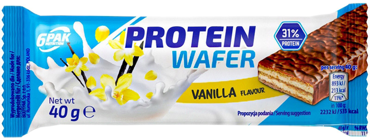 Протеїнова вафля 6PAK Nutrition Protein Wafer 40 г Ваніль (5902811802833) - зображення 1