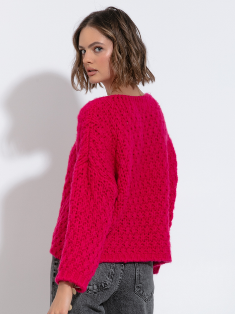 Sweter damski luźny Fobya F1499 46/48 Różowy (5903707147038) - obraz 2