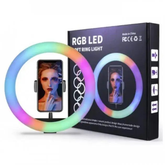 Кільцева Світлодіодна UKC RGB LED лампа 3D-30 Чорна - зображення 2