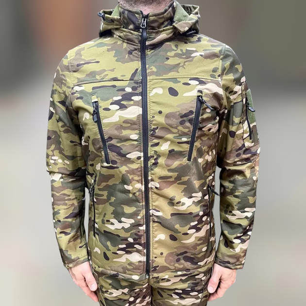 Куртка тактическая на флисе, Мультикам, размер XL, подкладка - флис, демисезонная флисовая куртка для военных - изображение 1