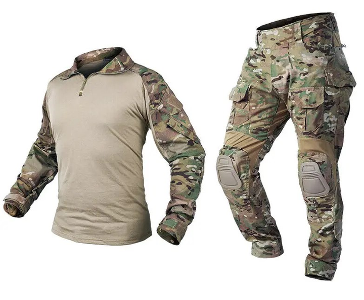 Тактический комплект военной одежды Brutal's Multicam, убакс с длинным рукавом и налокотниками, брюки с наколенниками+ куртка M65 Мультикам р.3XL - изображение 2