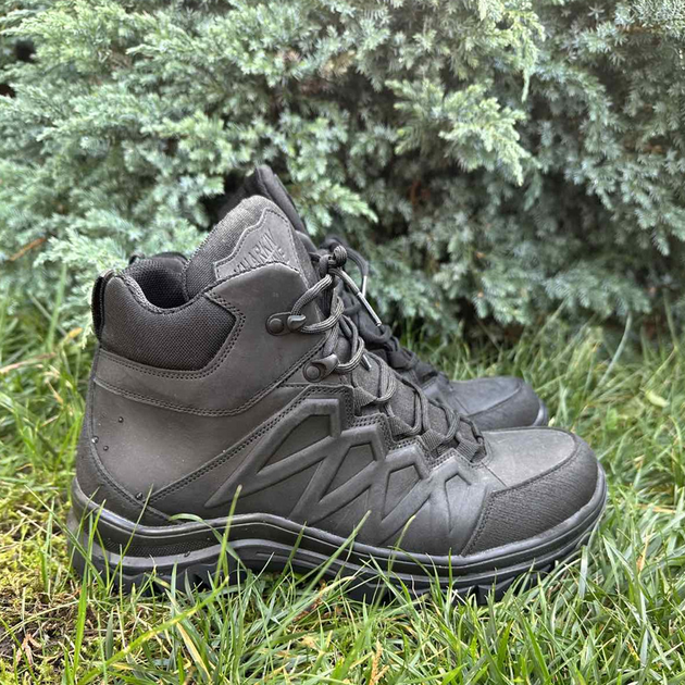 Високі Шкіряні Кросівки чорні / Демісезонне Взуття із захистом від вологи розмір 43 - зображення 2