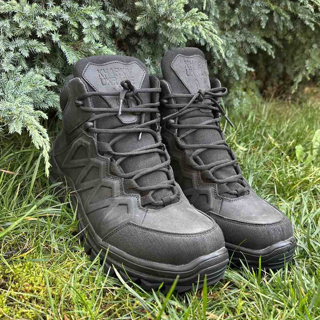 Высокие Кожаные Кроссовки черные / Демисезонная Обувь с защитой от влаги размер 40 - изображение 1