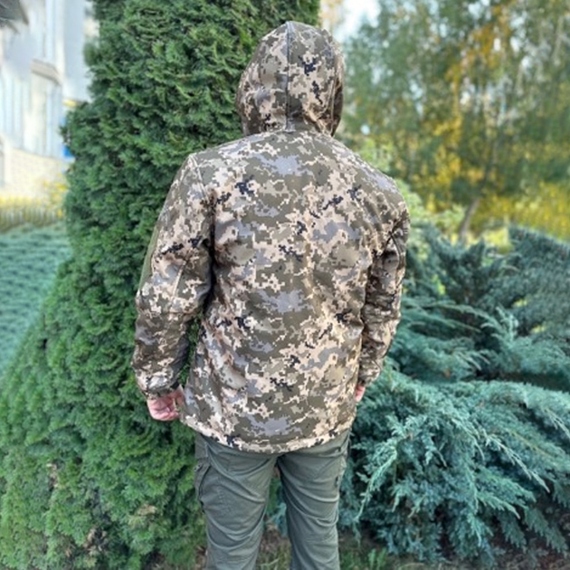 Чоловіча куртка з капюшоном та підстьожкою Soft Shell / Водовідштовхувальний Верхній одяг піксель розмір XL - зображення 2