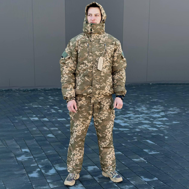 Чоловічий зимовий Костюм Куртка + Штани / Польова форма до -25°C із Мембраною піксель розмір XL - зображення 1