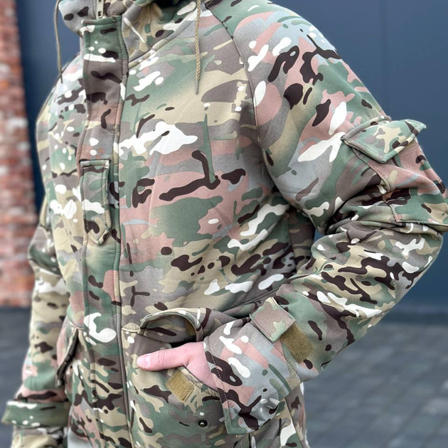 Зимняя мужская Куртка Softshell с Капюшоном и функциональными Карманами мультикам размер S - изображение 1
