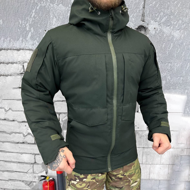 Мужской бушлат с подкладкой OMNI-HEAT и силиконовым утеплителем 150 / Зимняя куртка Oxford олива размер S - изображение 2