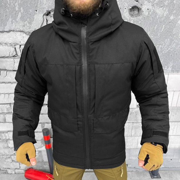 Чоловіча зимова куртка грета з підкладкою OMNI-HEAT / Верхній одяг з силіконовим утеплювачем чорний розмір XL - зображення 1