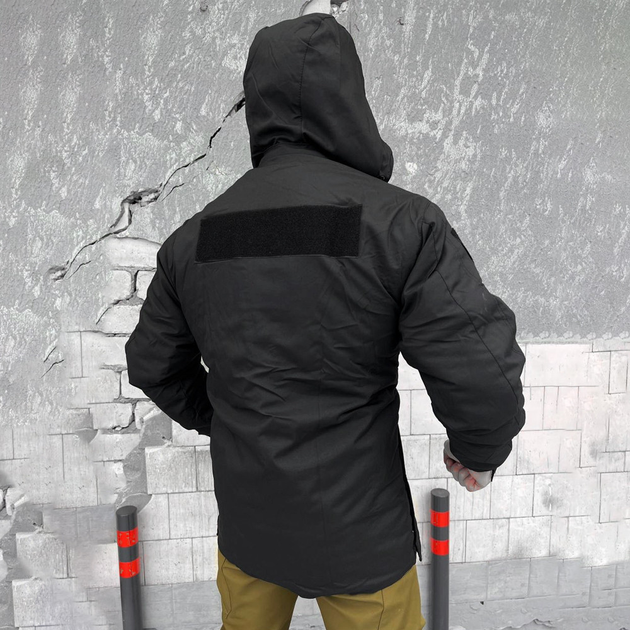 Мужская зимняя куртка на силиконе с атласной подкладкой / Верхняя одежда из материала гретта черная размер 2XL - изображение 2