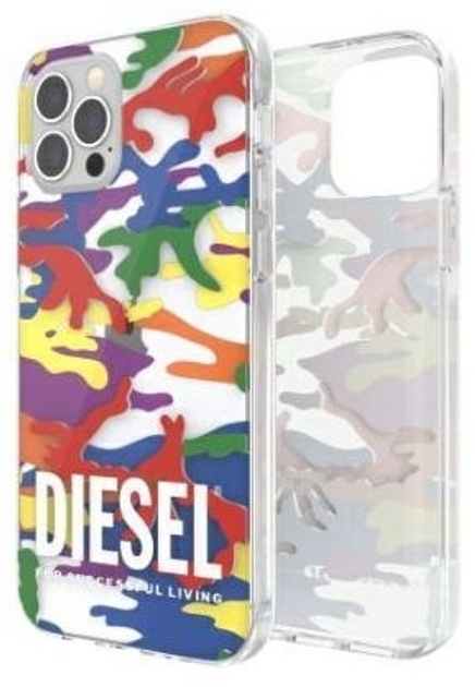 Etui Diesel Clear Case Pride Camo do Apple iPhone 12 Pro Max Colorful (8718846088893) - obraz 1