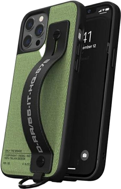 Etui Diesel Handstrap Case Utility Twill do Apple iPhone 12 Pro Max Black-green (8718846088503) - obraz 1