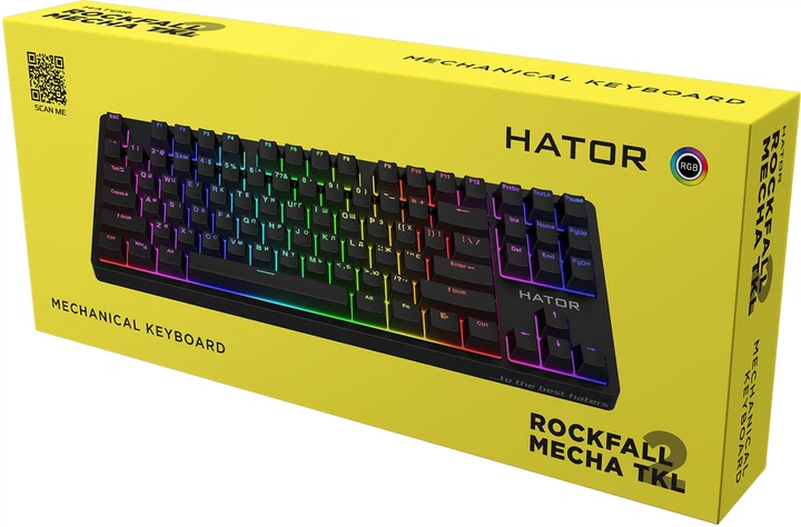 Клавіатура дротова Hator Rockfall 2 Mecha TKL Orange USB Black