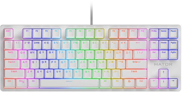 Клавіатура дротова Hator Rockfall 2 Mecha TKL Orange USB White (HTK-521) - зображення 1